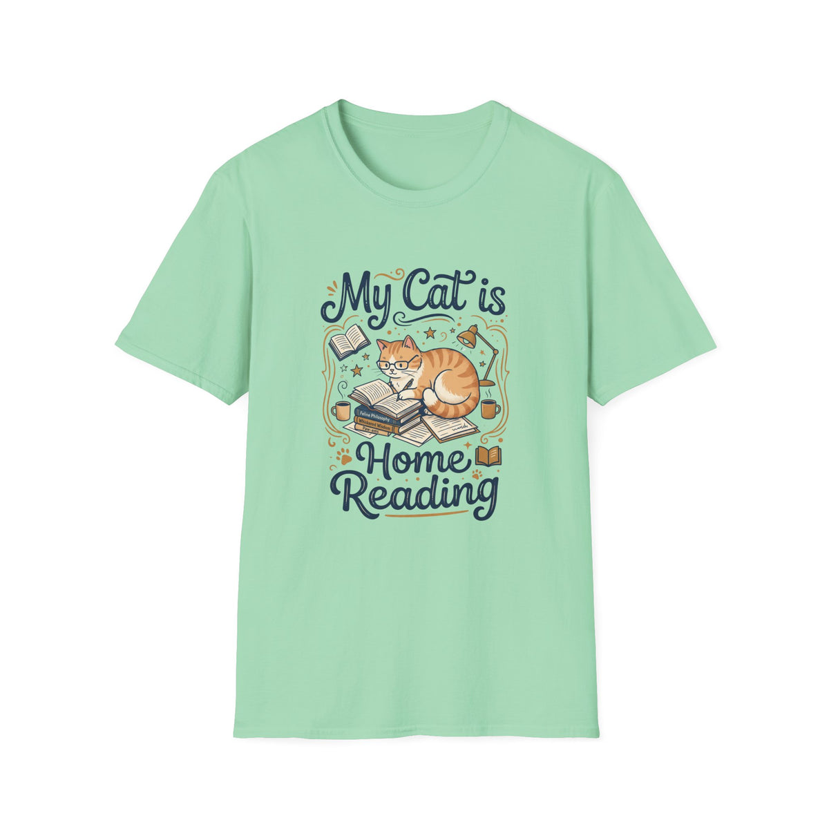 Cat at Home Reading T-shirt