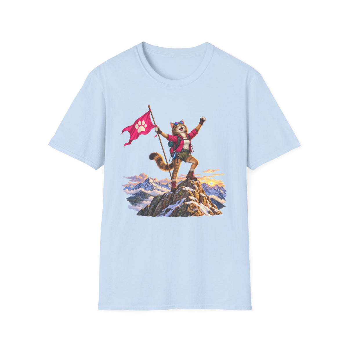 Cat Victorious on Mountain Top T-Shirt