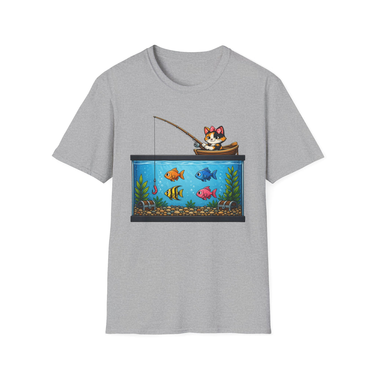 Cat fishing in Fish Tank T-shirt