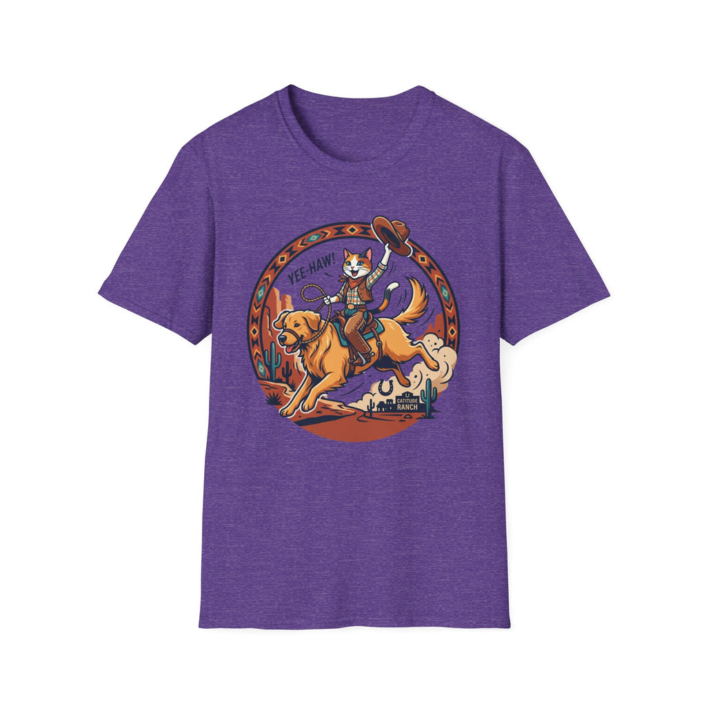 Cat Riding Bucking Dog T-Shirt
