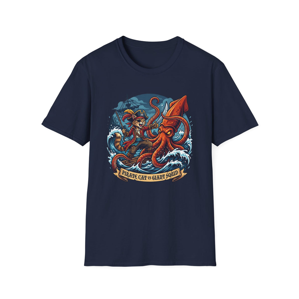Pirate Cat v Giant Squid T-Shirt