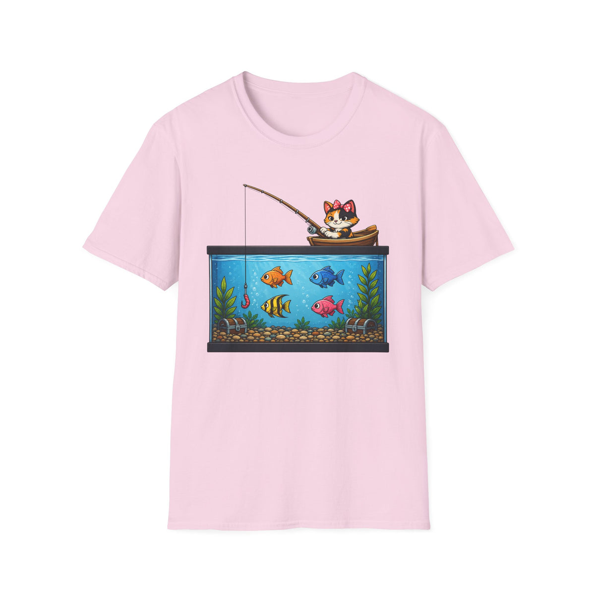 Cat fishing in Fish Tank T-shirt