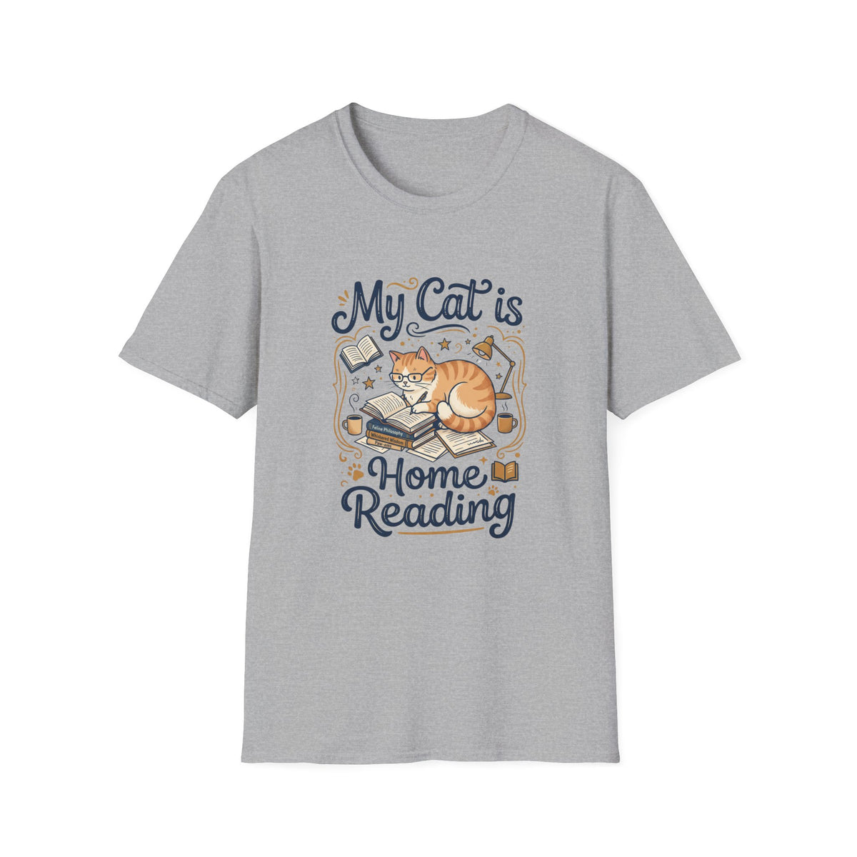 Cat at Home Reading T-shirt