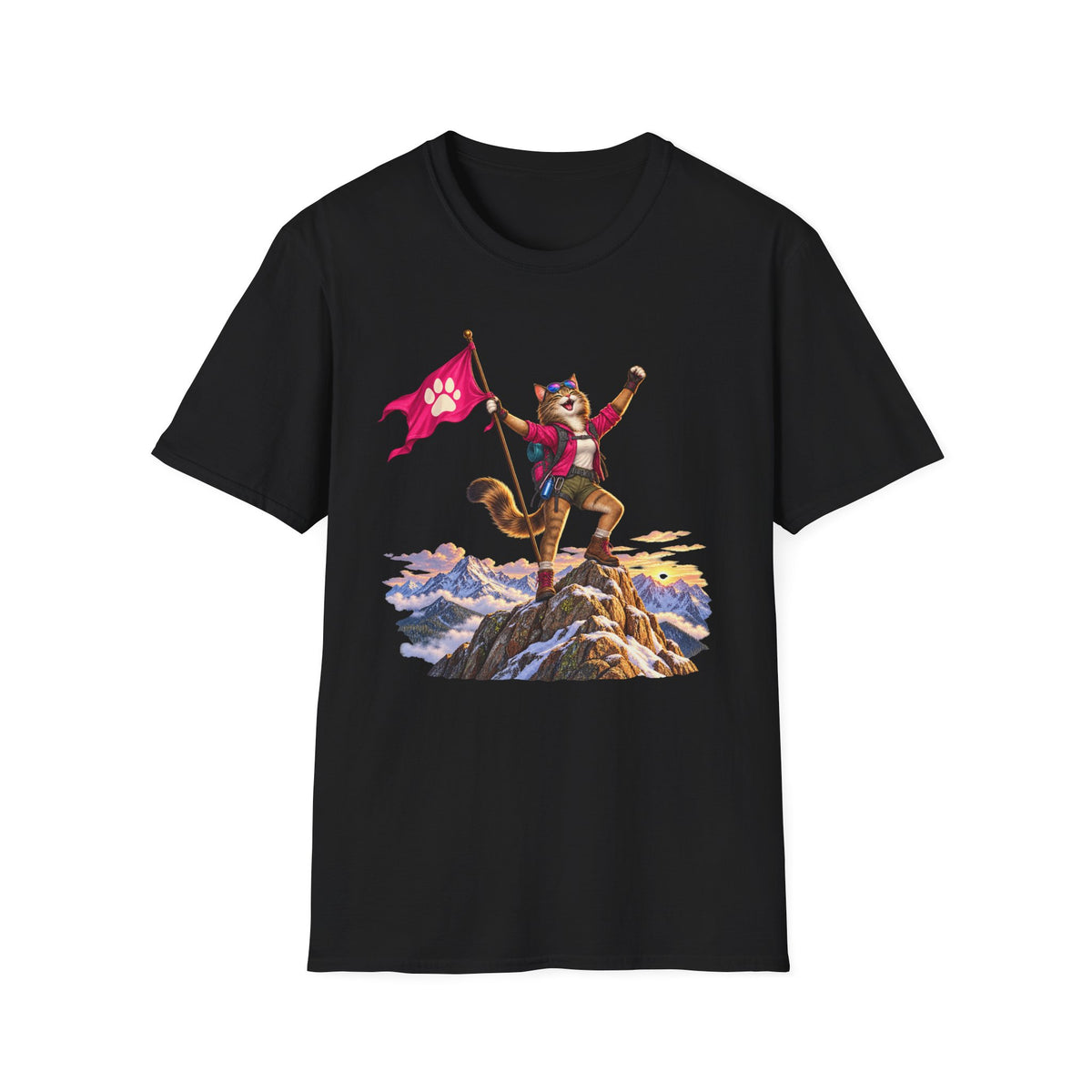 Cat Victorious on Mountain Top T-Shirt