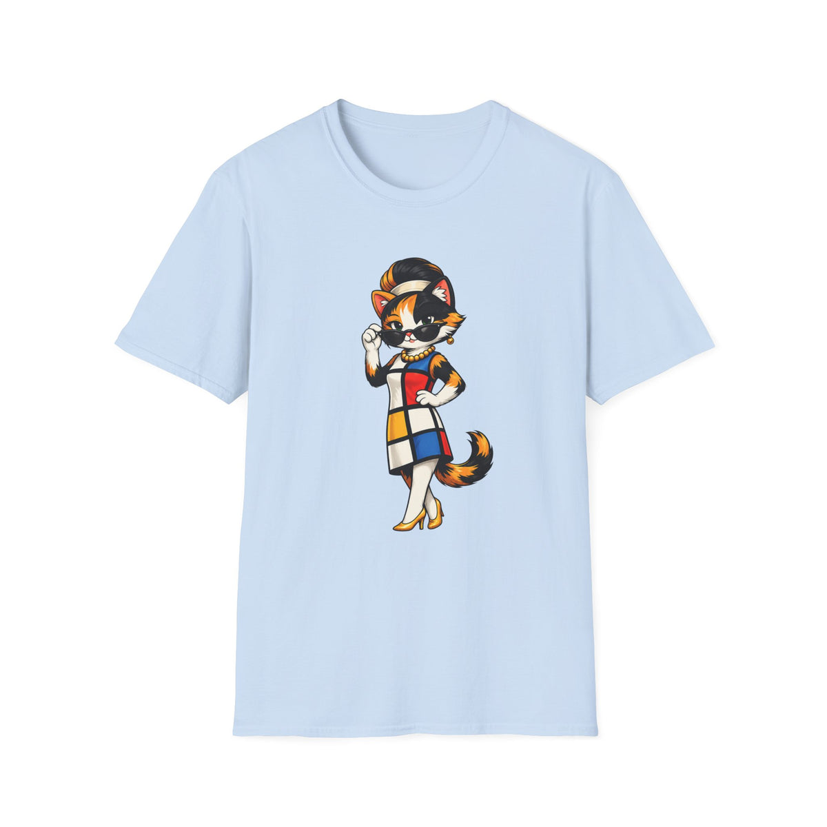 Cat in 1960s Mondrian Dress T-shirt