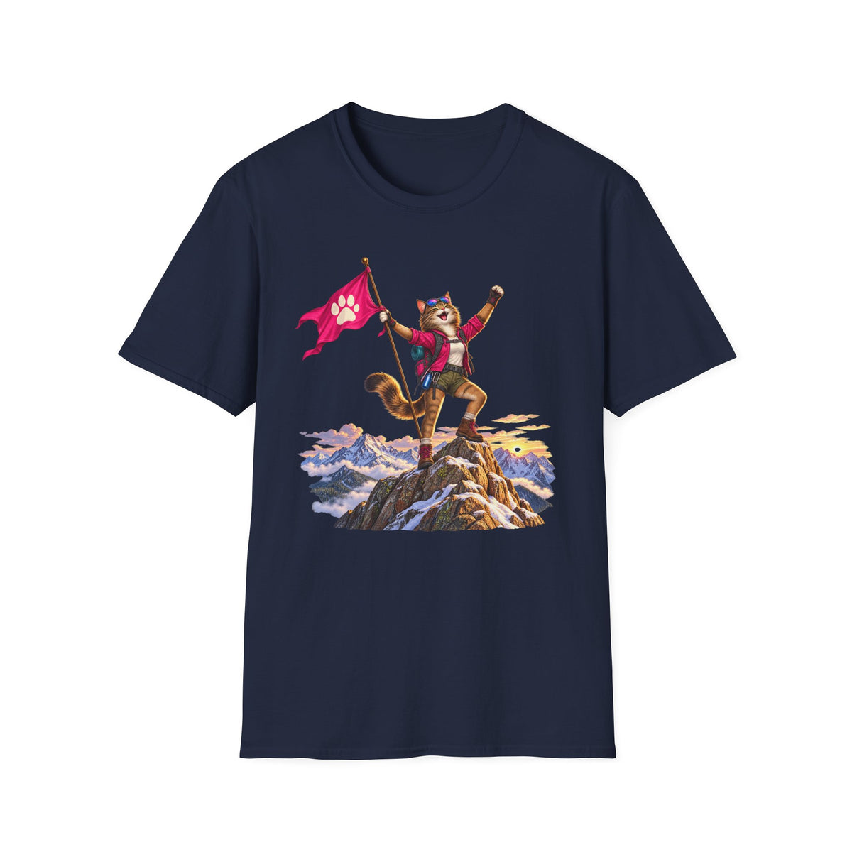 Cat Victorious on Mountain Top T-Shirt