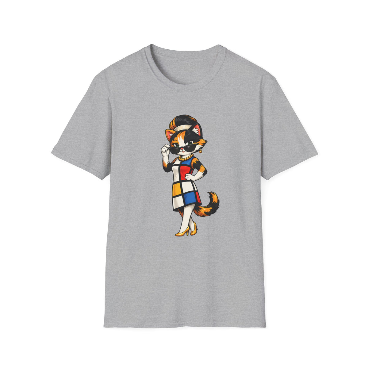 Cat in 1960s Mondrian Dress T-shirt
