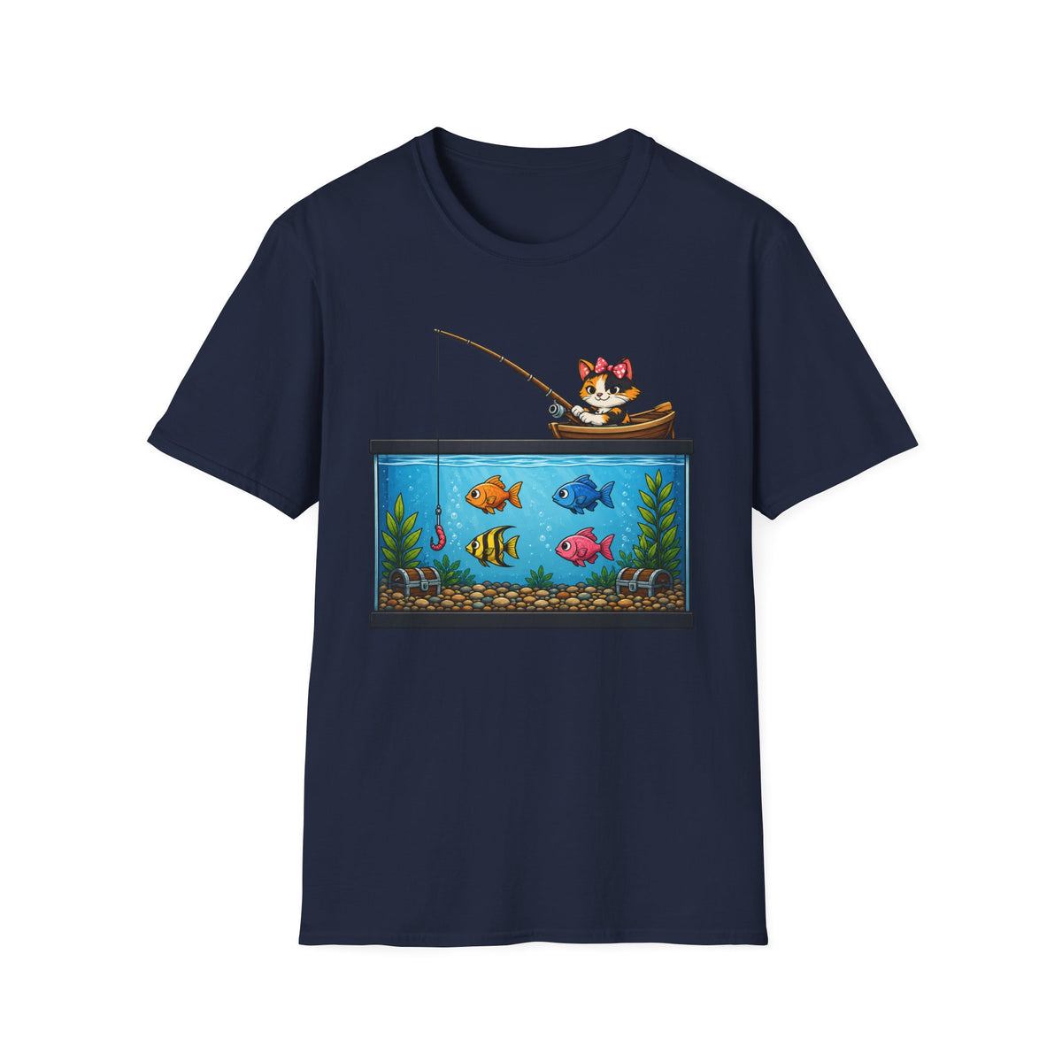 Cat fishing in Fish Tank T-shirt