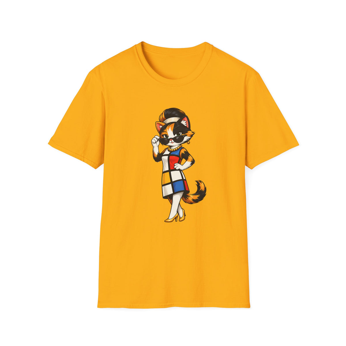 Cat in 1960s Mondrian Dress T-shirt