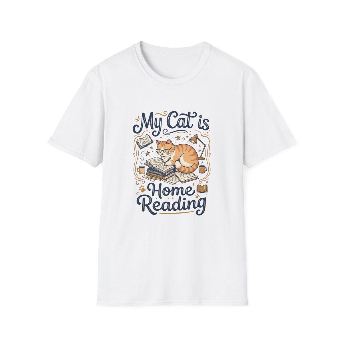 Cat at Home Reading T-shirt