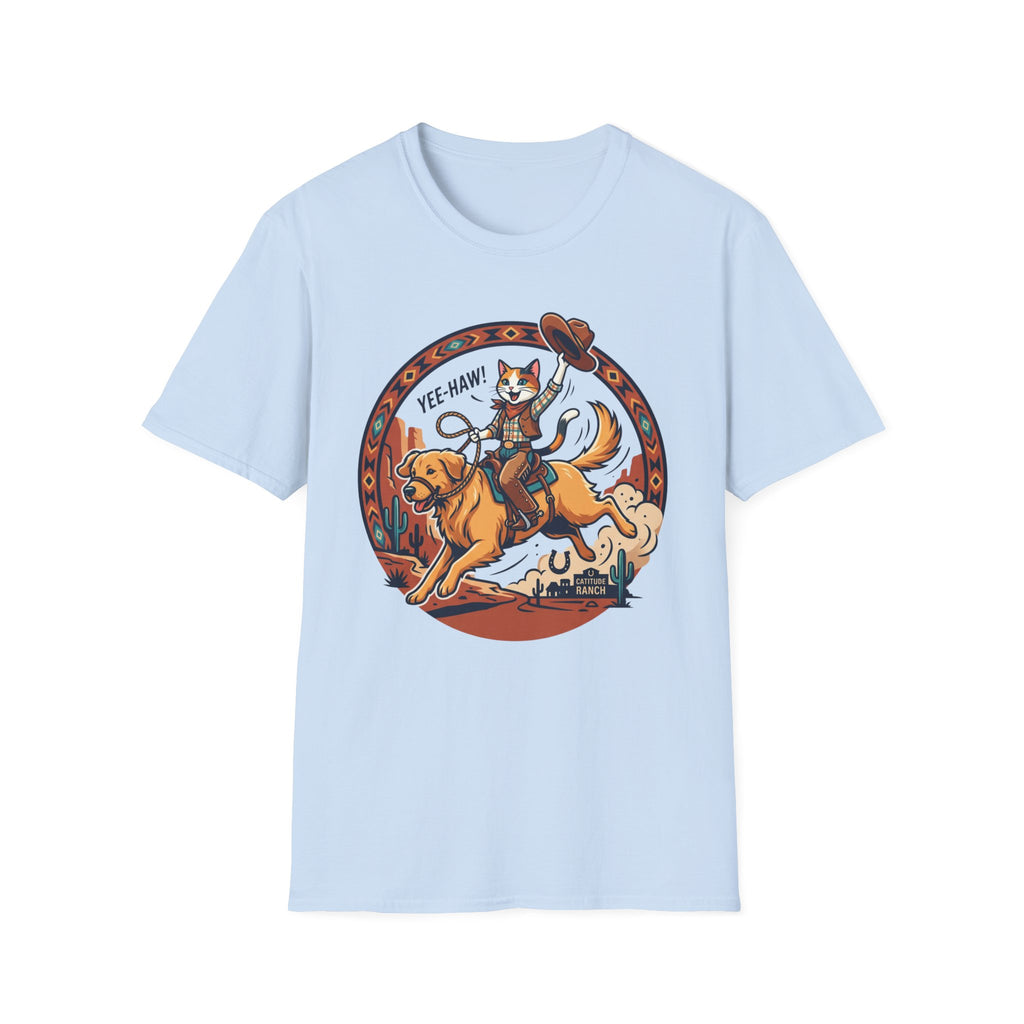 Cat Riding Bucking Dog T-Shirt