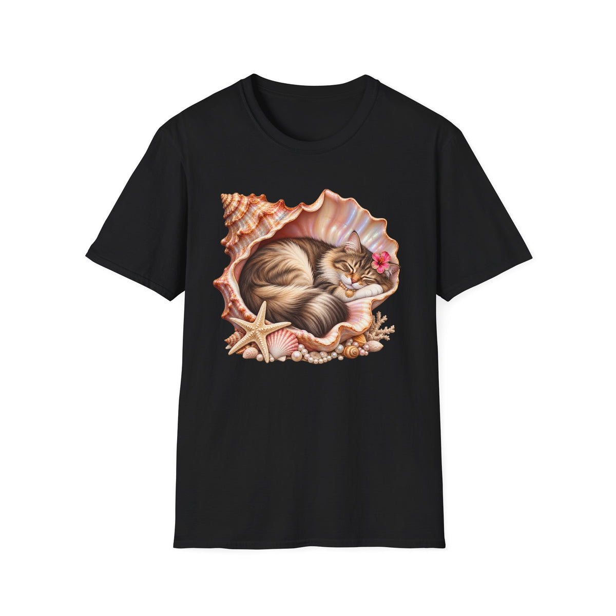 Cat in Seashell T-Shirt