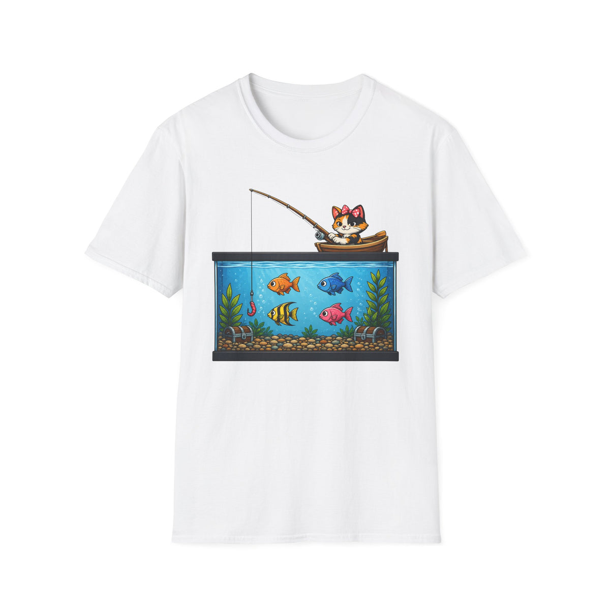 Cat fishing in Fish Tank T-shirt