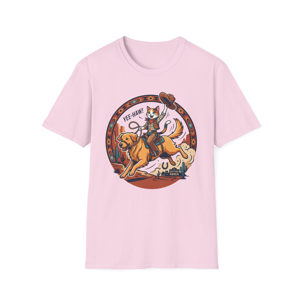 Cat Riding Bucking Dog T-Shirt