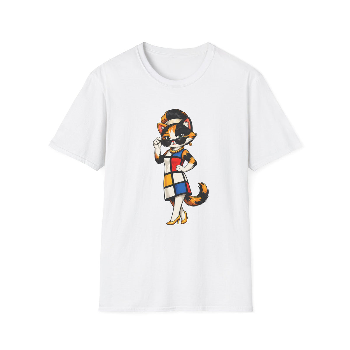 Cat in 1960s Mondrian Dress T-shirt