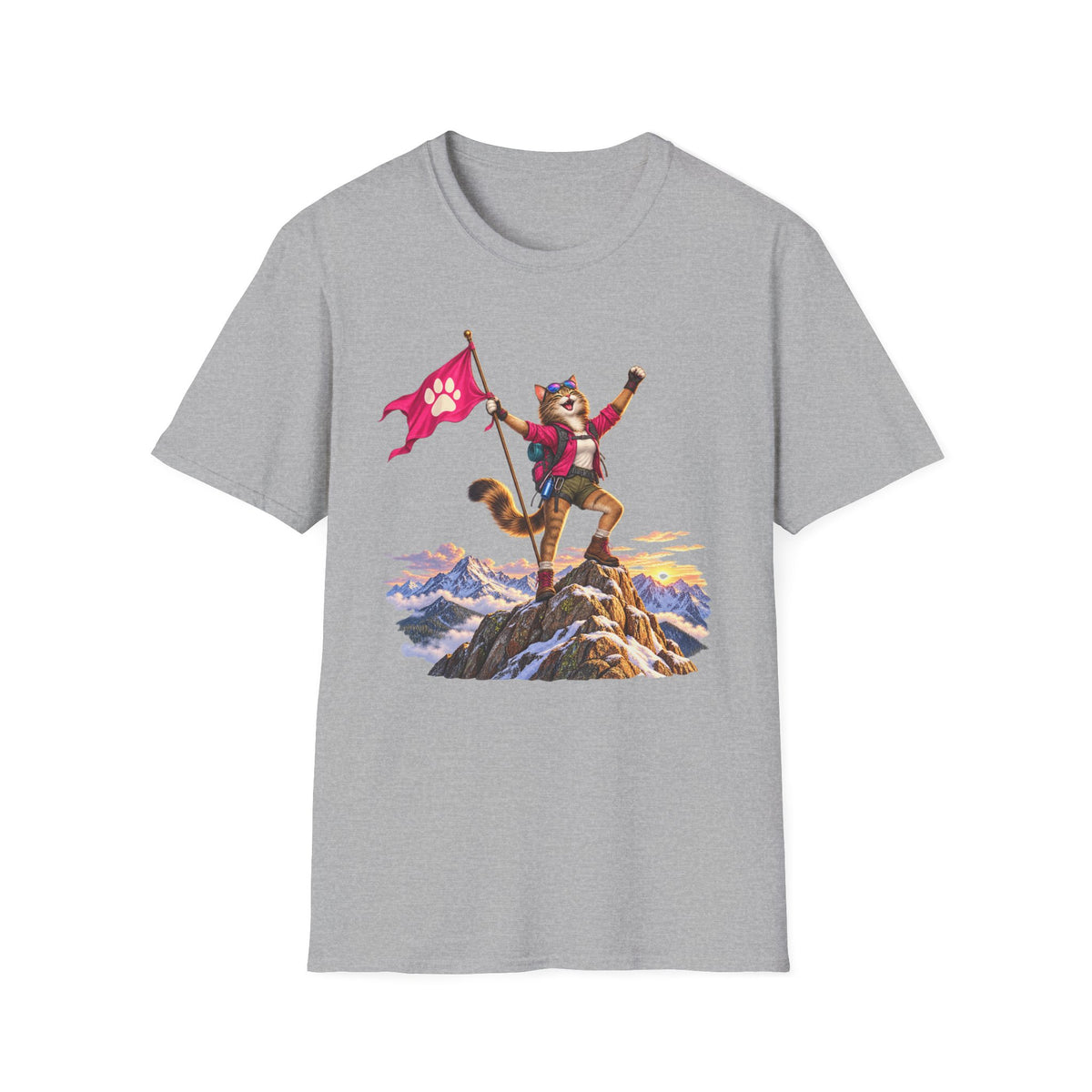 Cat Victorious on Mountain Top T-Shirt