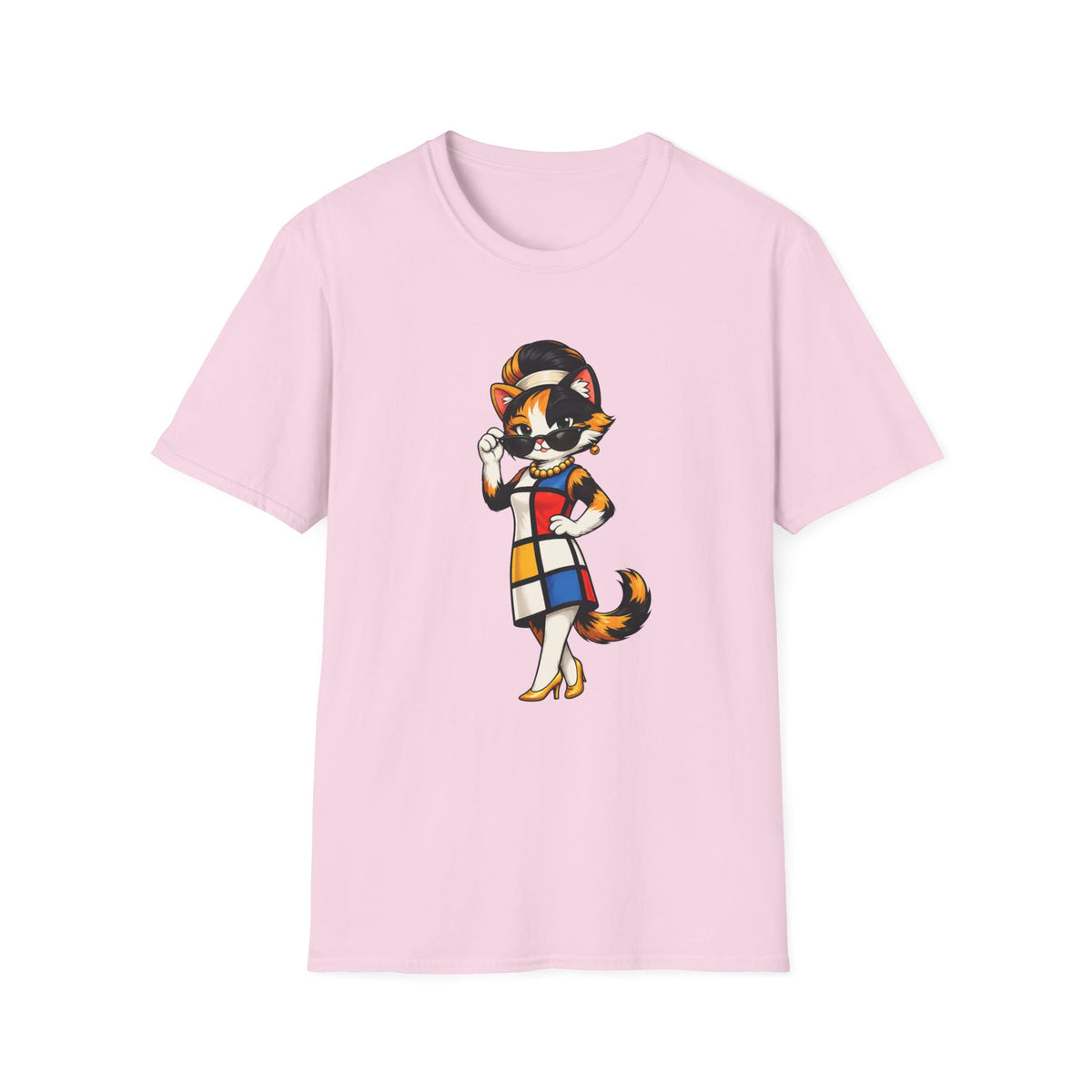Cat in 1960s Mondrian Dress T-shirt