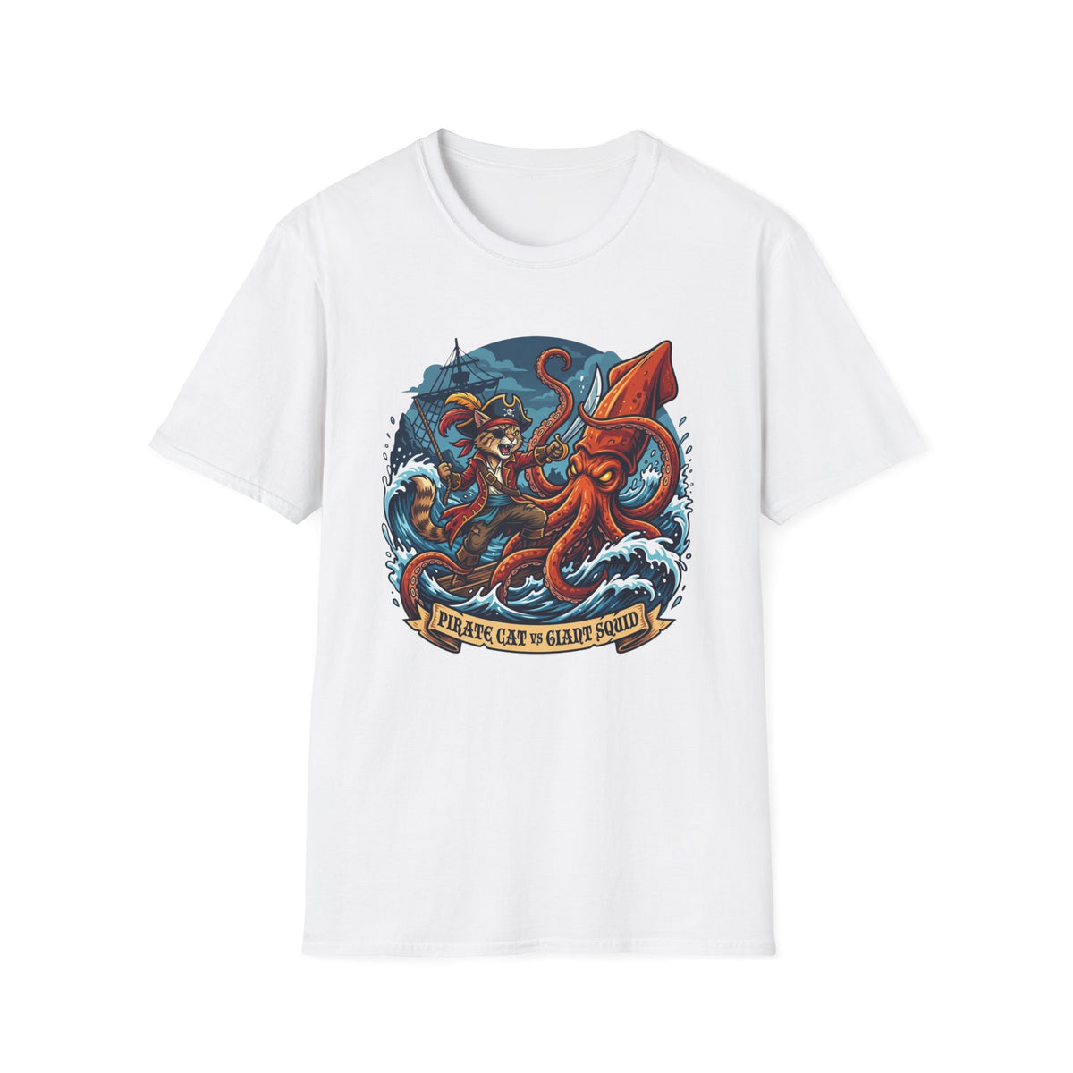Pirate Cat v Giant Squid T-Shirt