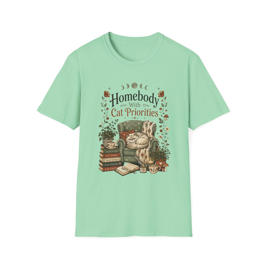 Homebody with Cat Priorities T-shirt